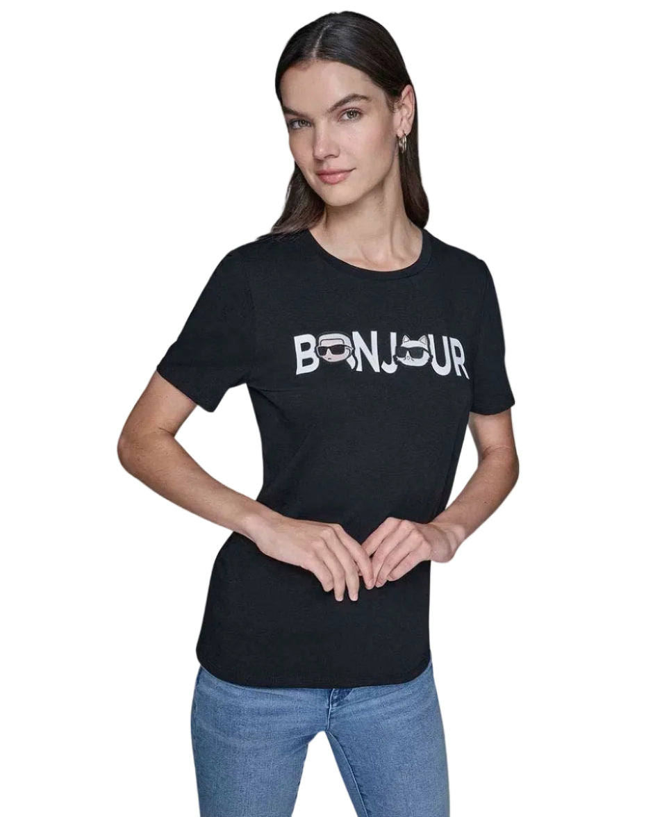 KARL LAGERFELD - BONJOUR CHARACTER TEE L5WHDC85 BLACK