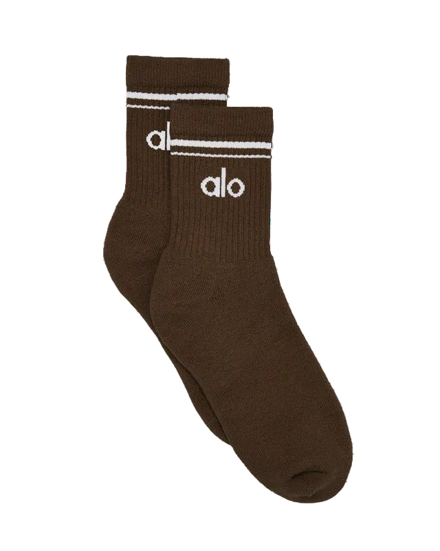 ALO - THROWBACK SOCK ESPRESSO/WHITE