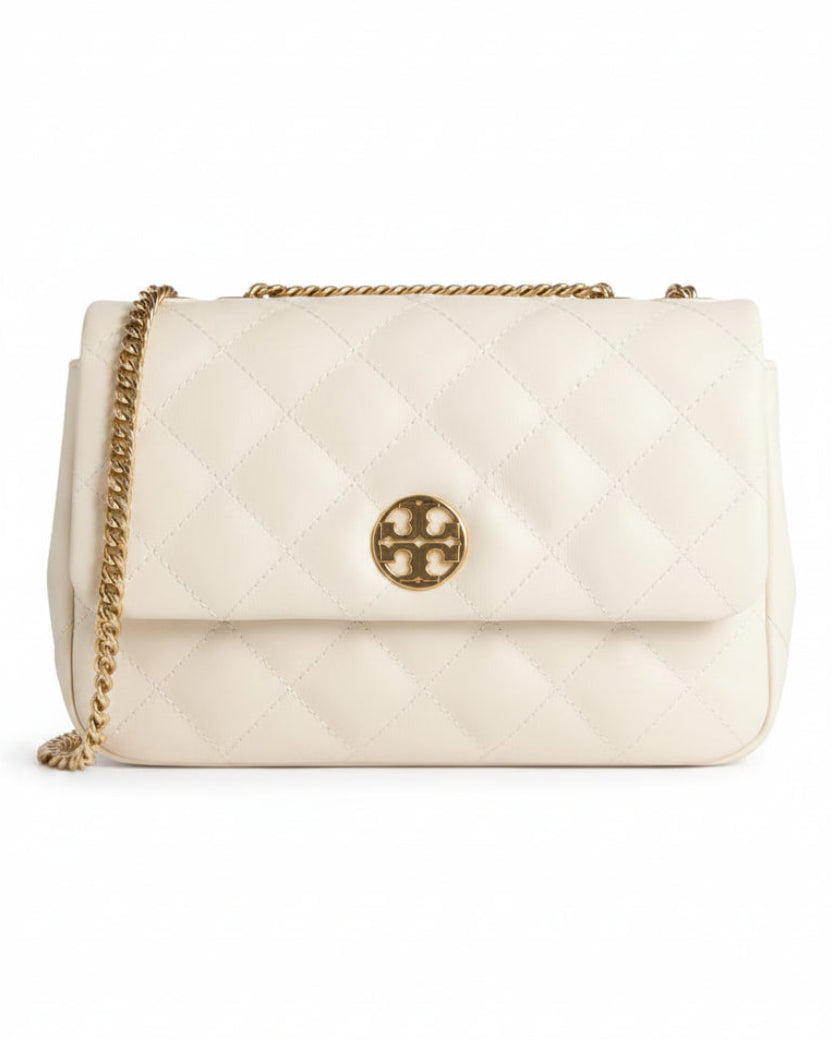 TORY BURCH - WILLA GLAZED SHOULDER BAG WHITE