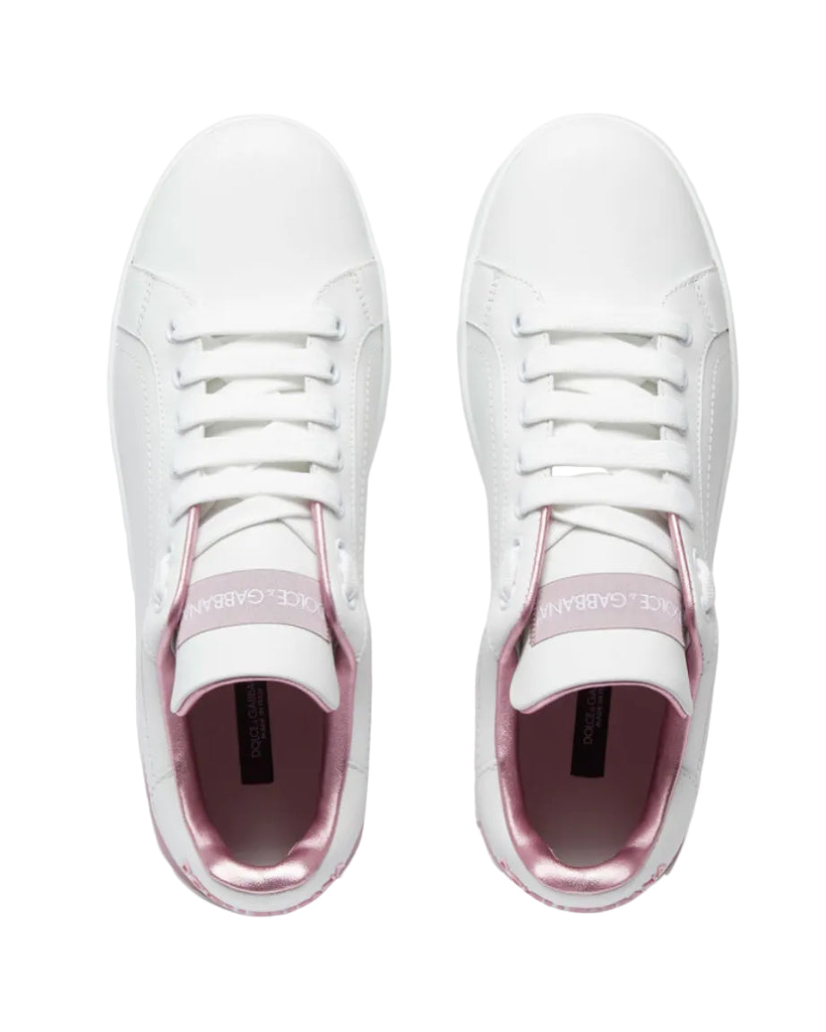 DOLCE & GABBANA - SNEAKER BASSA WHITE/PINK