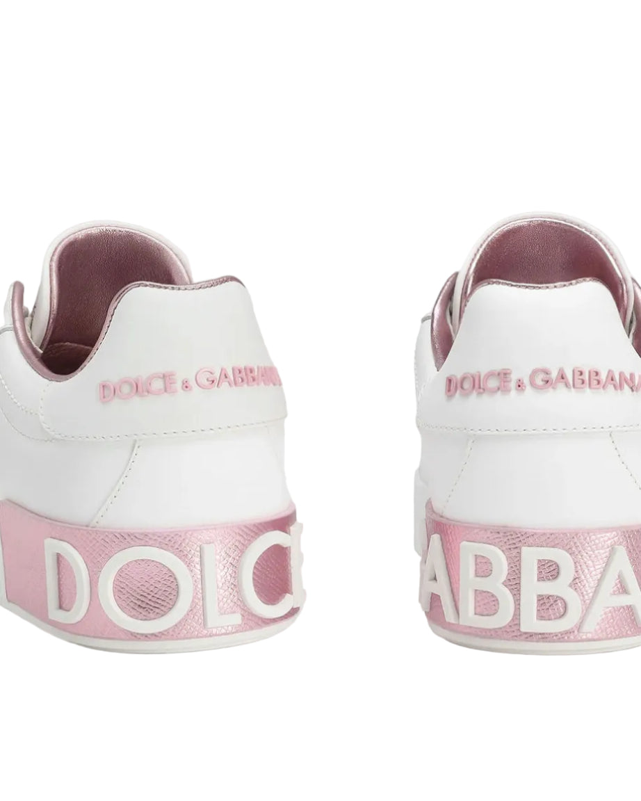 DOLCE & GABBANA - SNEAKER BASSA WHITE/PINK