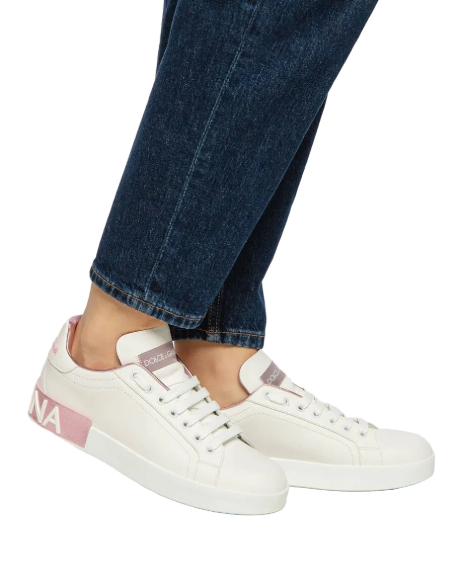 DOLCE & GABBANA - SNEAKER BASSA WHITE/PINK