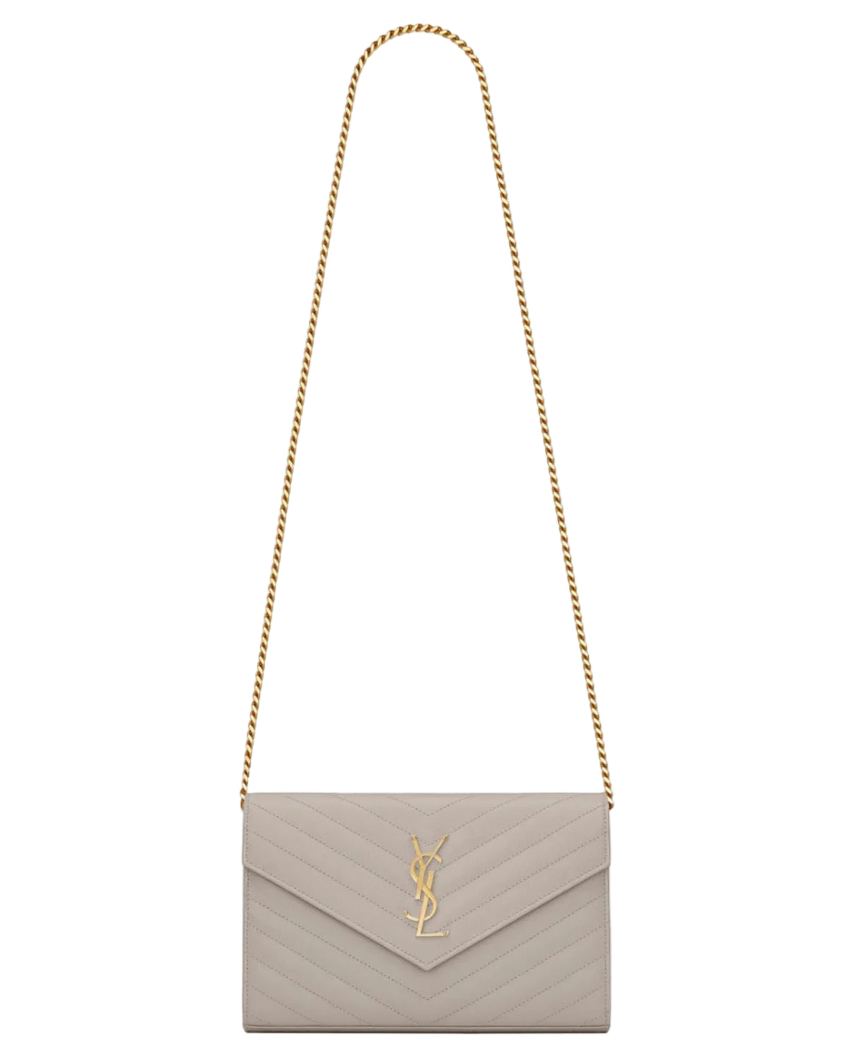 YVES SAINT LAURENT - CASSANDRE ENVELOPE CHAIN WALLET WHITE