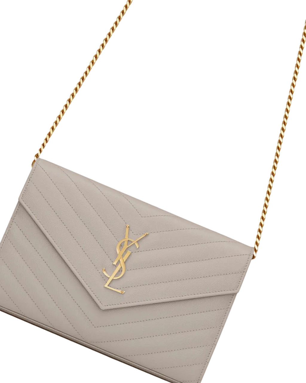 YVES SAINT LAURENT - CASSANDRE ENVELOPE CHAIN WALLET WHITE