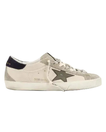 GOLDEN GOOSE - SUPER-STAR CLASSIC WITH SPUR CREAM/GREY/OLIVA GREEN/D
