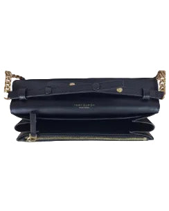 TORY BURCH - WILLA GLAZED CHAIN WALLET BLACK