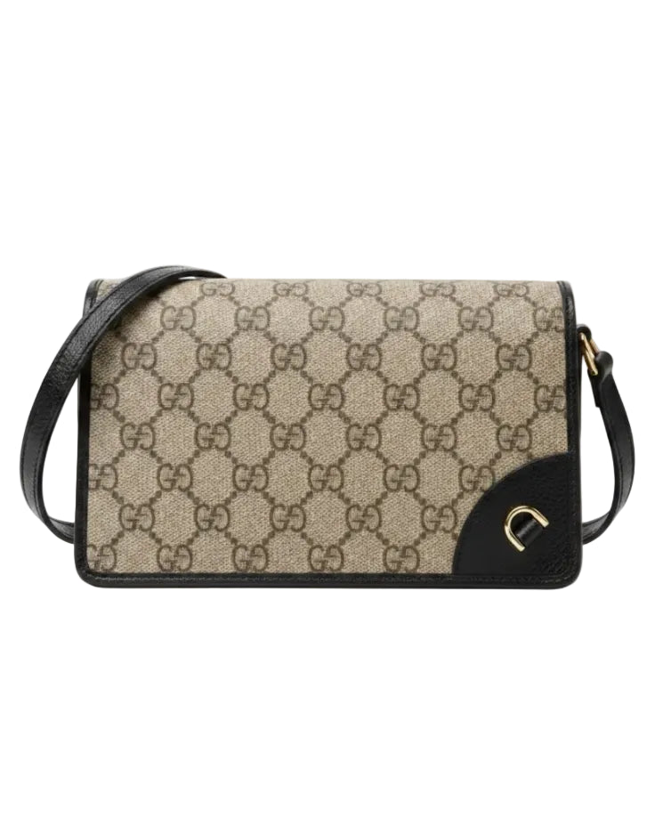 GUCCI - GG EMBLEM SHOULDER WALLET BEIGE