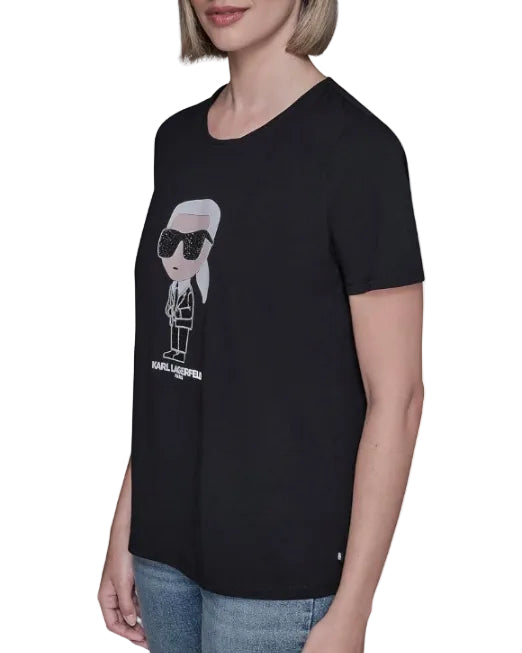 KARL LAGERFELD - IKONIK CHARACTER GRAPHIC TEE L5WHCA45 BLACK