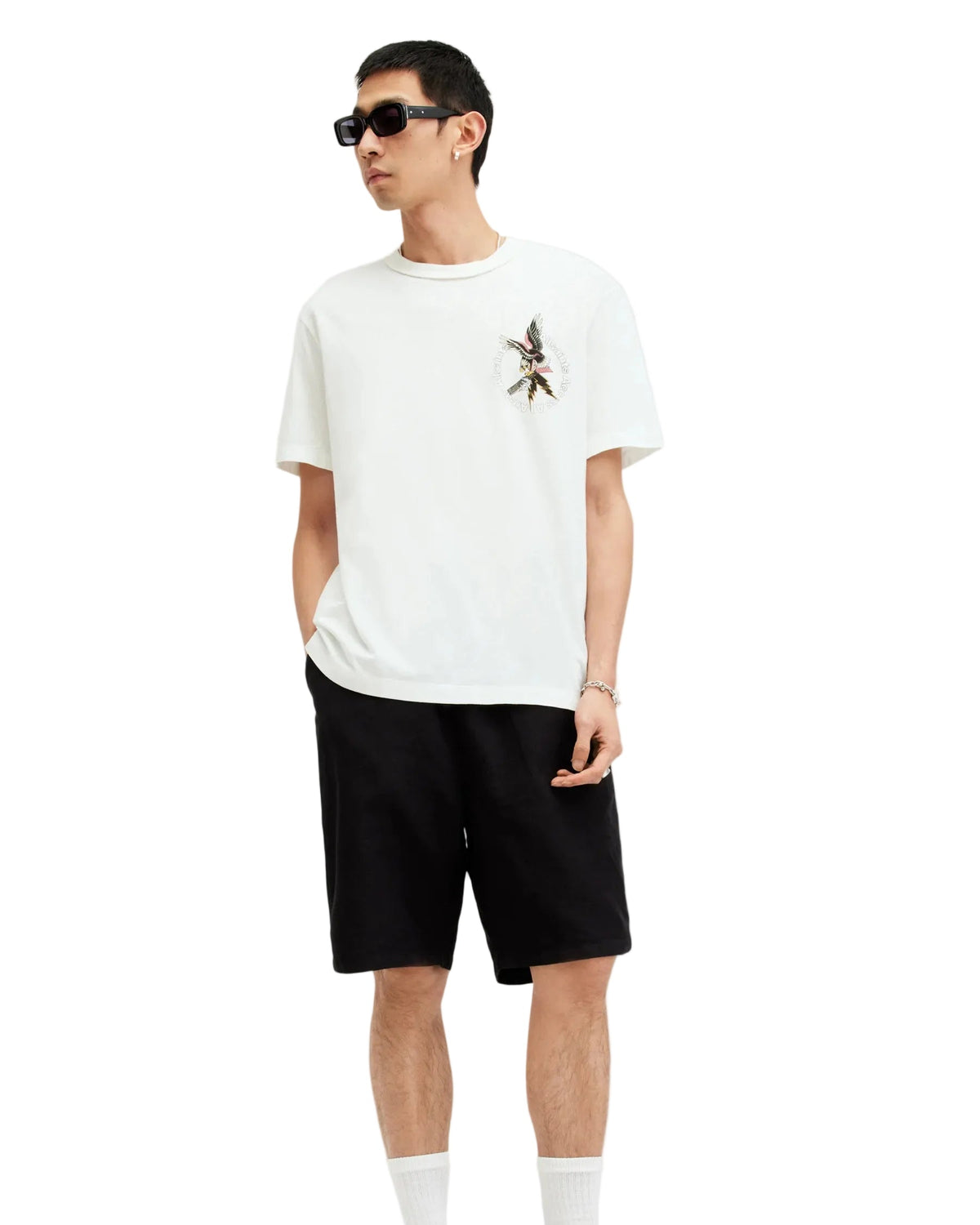 All Saints Ropa Fret Ss Crew Chalk White · Premium Avenue