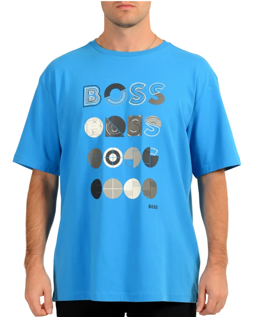 Boss Ropa Tee 3 Blue Logo Print Blue · Premium Avenue