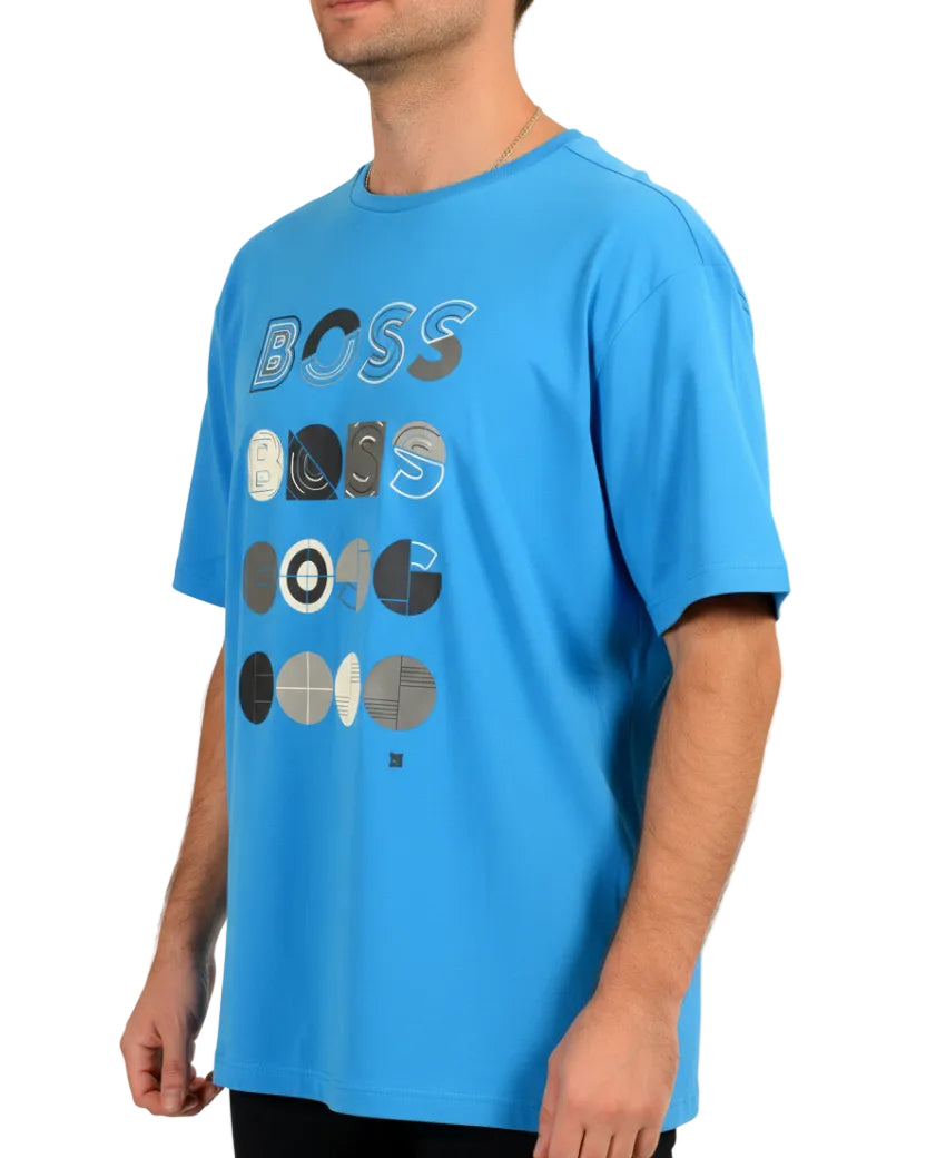 Boss Ropa Tee 3 Blue Logo Print Blue · Premium Avenue