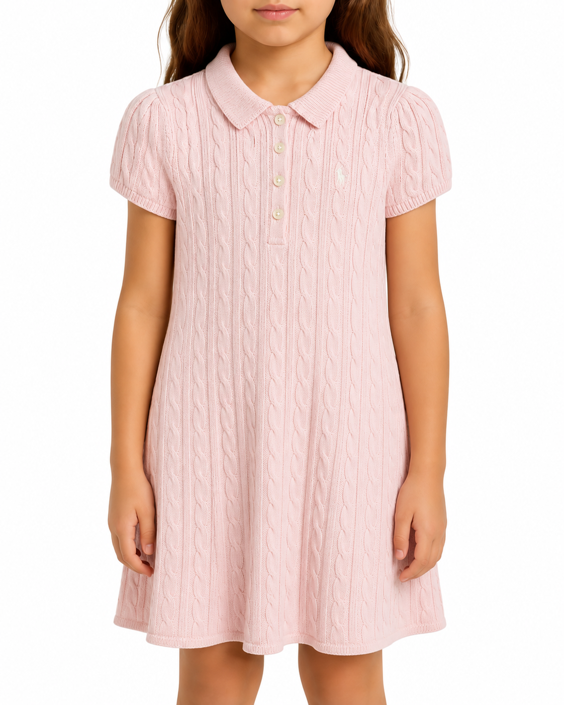 POLO - CABLE KNIT DRESS PINK