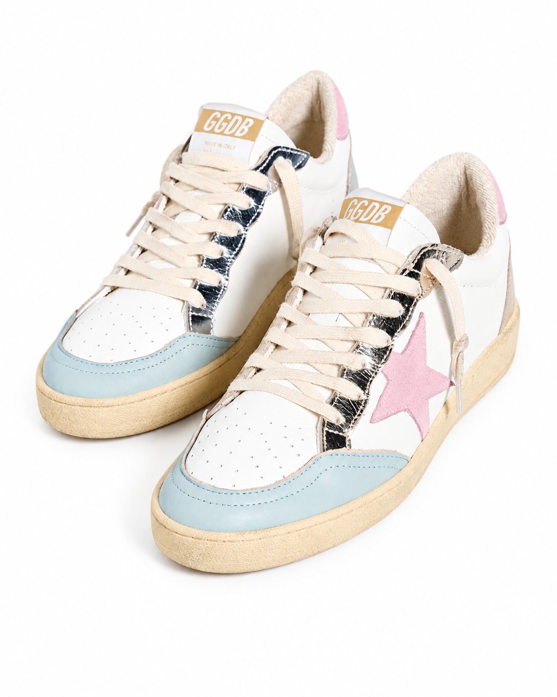 GOLDEN GOOSE - BALL STAR GREY/WHITE/ANTIQUE PINK