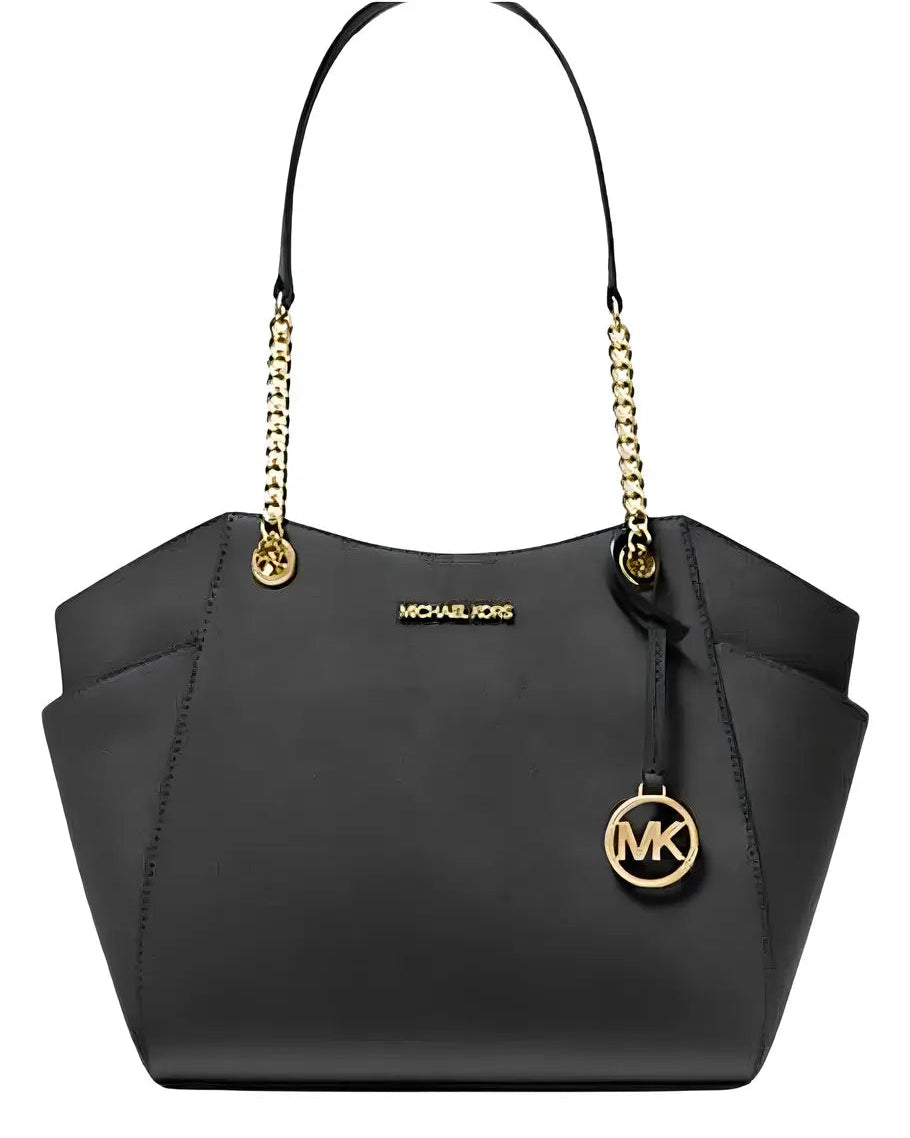 MICHAEL KORS - LG CHAIN SHLDR TOTE LEATHER BLACK