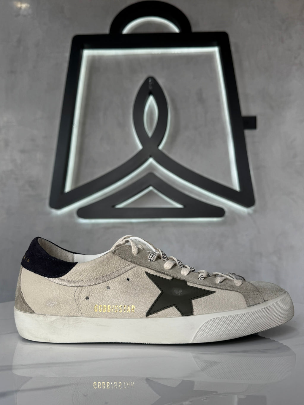 GOLDEN GOOSE - SUPER-STAR CLASSIC WITH SPUR CREAM/GREY/OLIVA GREEN/D
