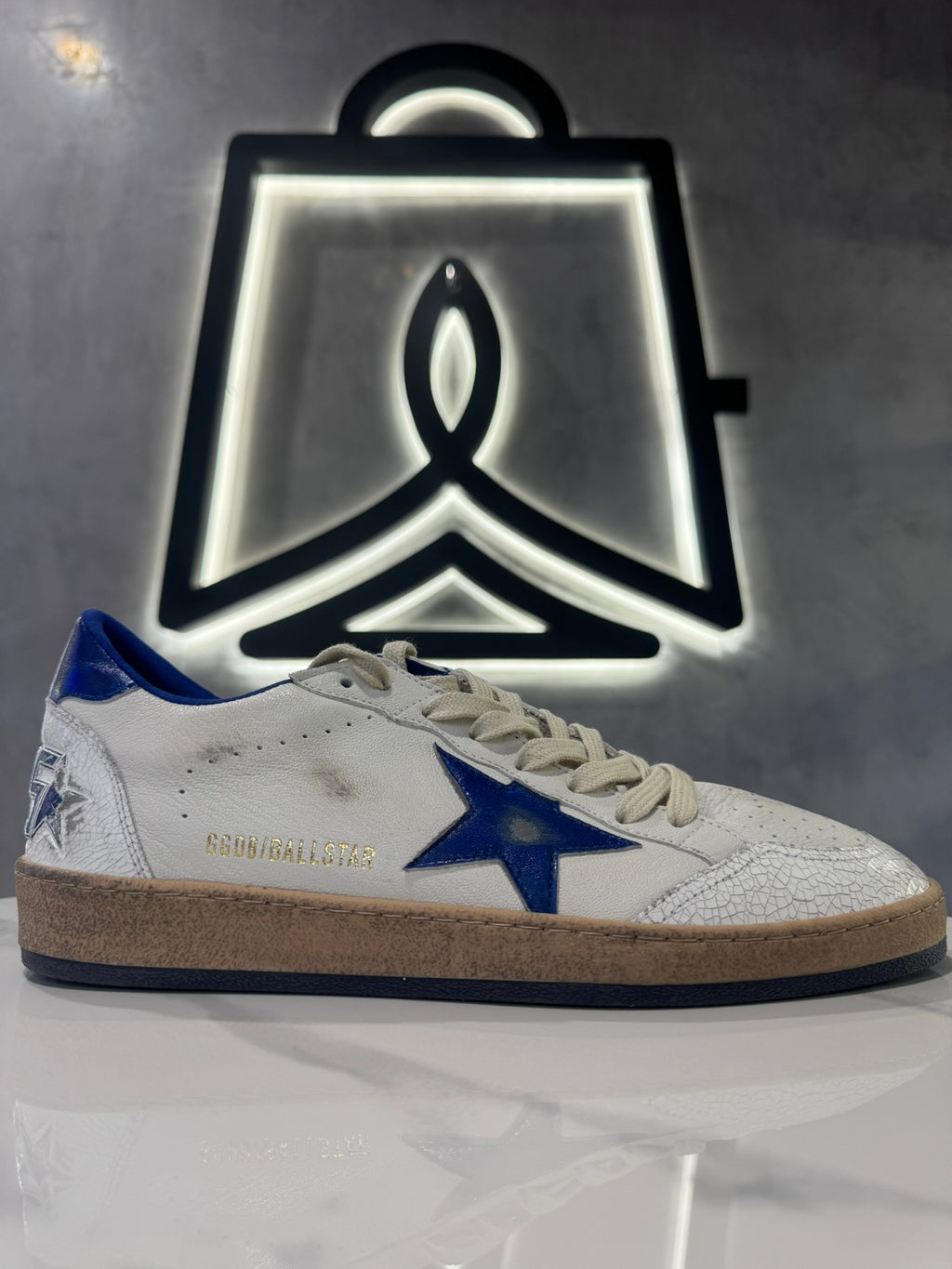 GOLDEN GOOSE - BALL STAR WHITE/BLUETTE