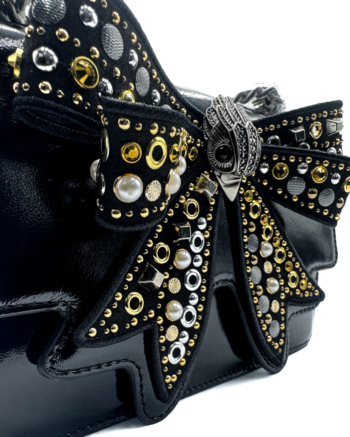 Kurt Geiger London Bolsa Bow Small Shoreditch Black/Comb · Premium Avenue