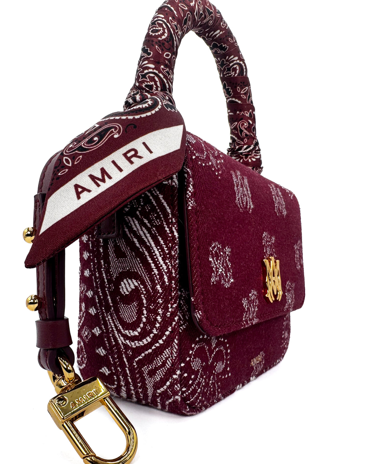Amiri Bolsa Denim Bandana Micro Ma Bag Deep Red · Premium Avenue