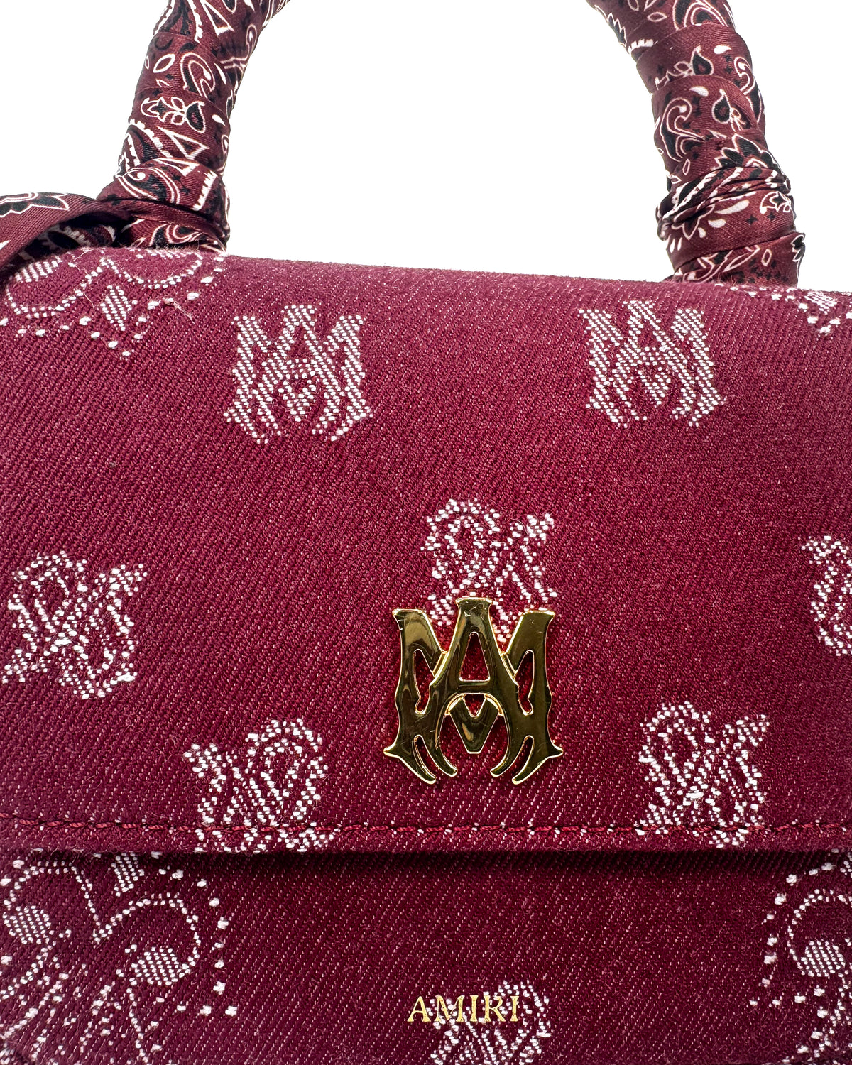 Amiri Bolsa Denim Bandana Micro Ma Bag Deep Red · Premium Avenue