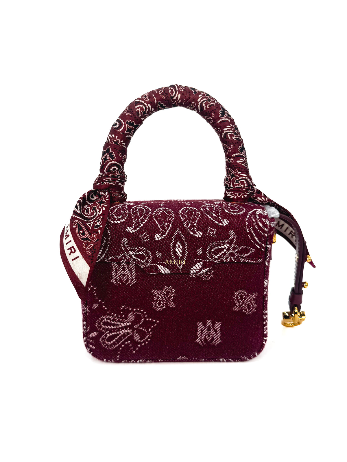 Amiri Bolsa Denim Bandana Micro Ma Bag Deep Red · Premium Avenue