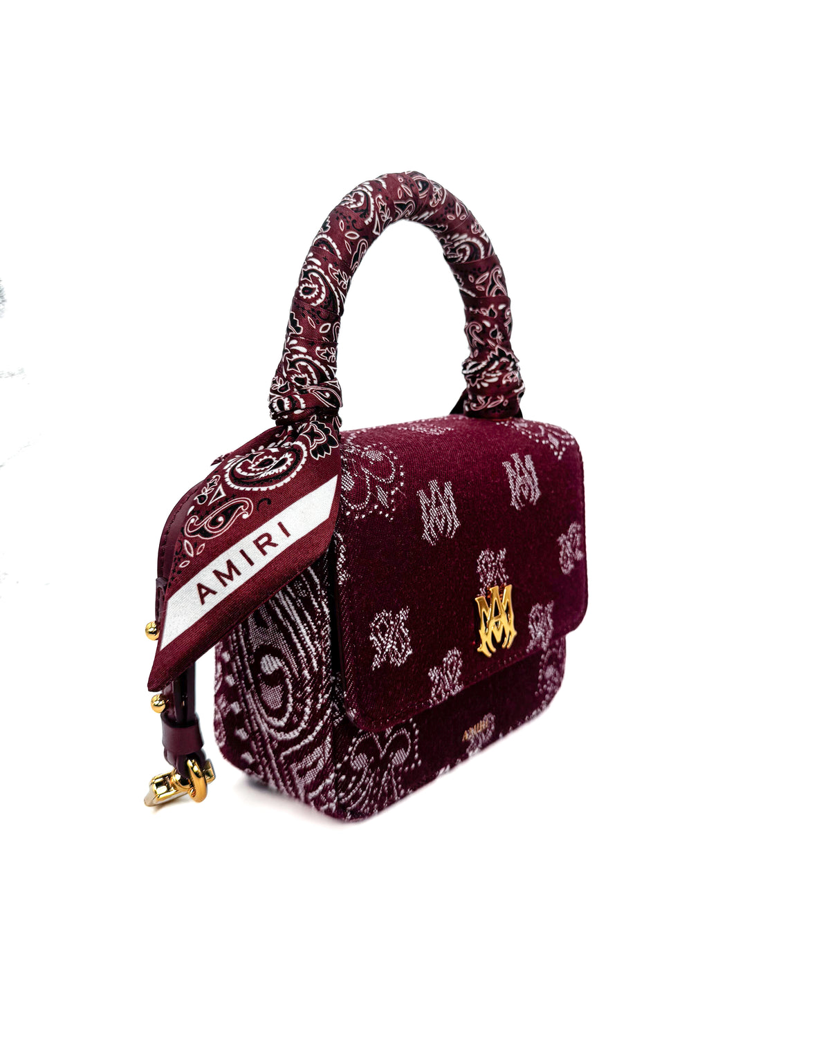 Amiri Bolsa Denim Bandana Micro Ma Bag Deep Red · Premium Avenue