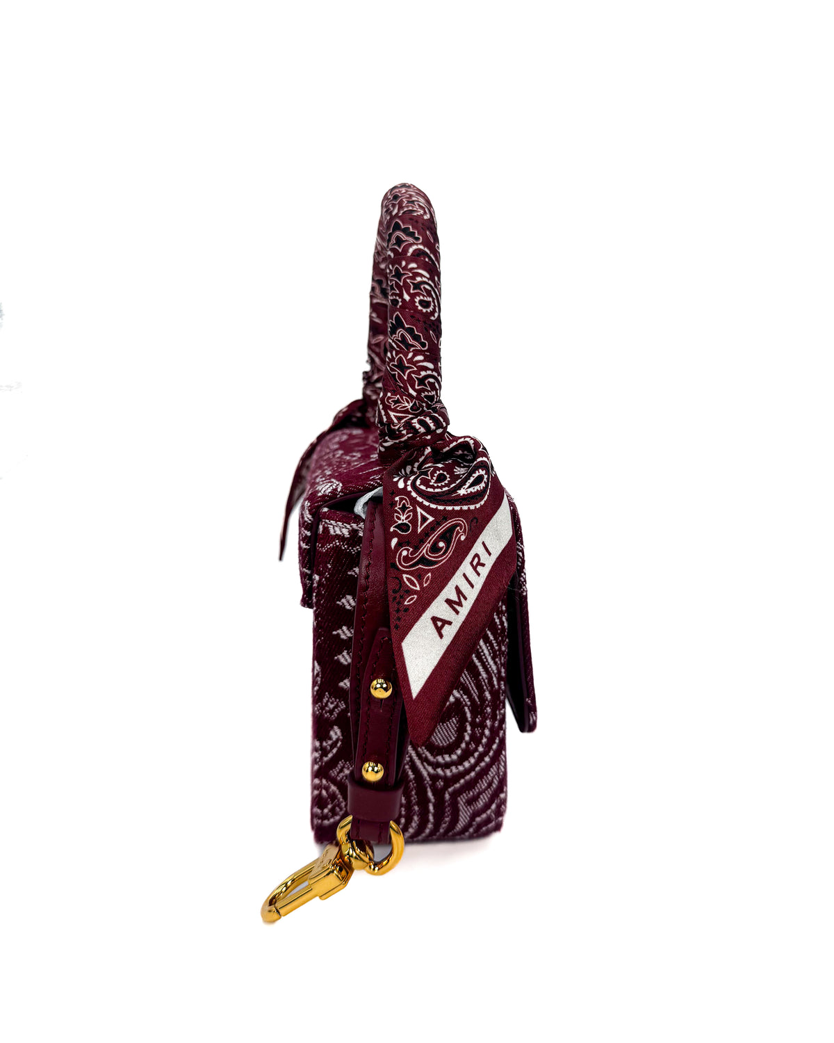 Amiri Bolsa Denim Bandana Micro Ma Bag Deep Red · Premium Avenue