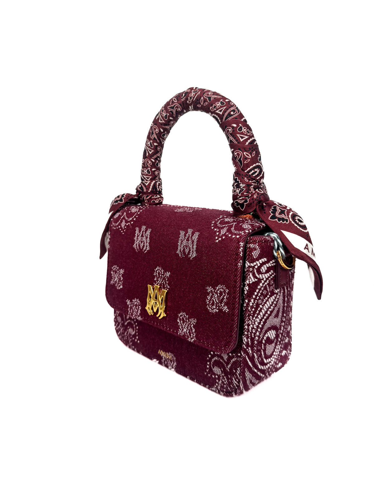 Amiri Bolsa Denim Bandana Micro Ma Bag Deep Red · Premium Avenue
