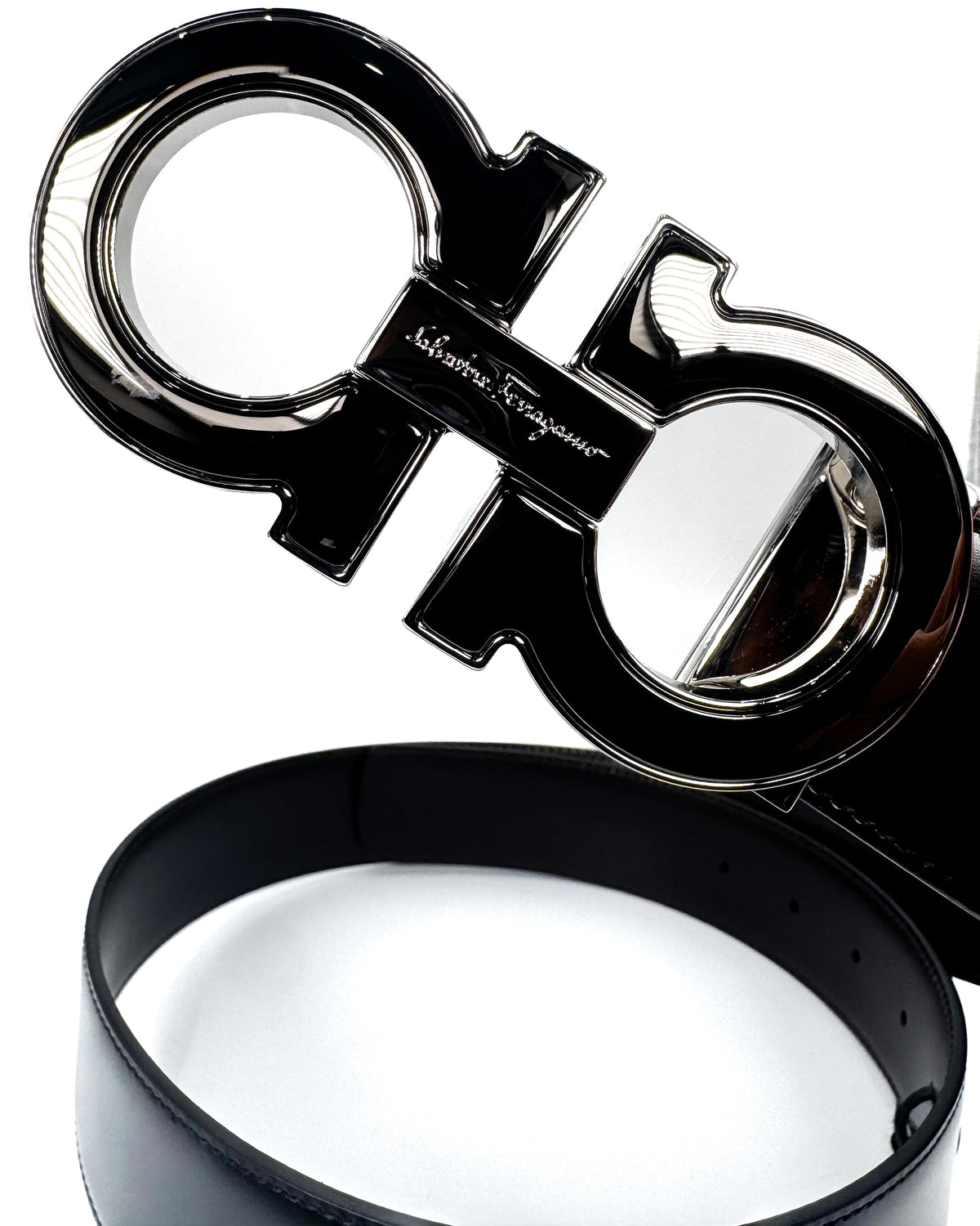 Ferragamo Accesorio Reversible Gancini Belt Black · Premium Avenue
