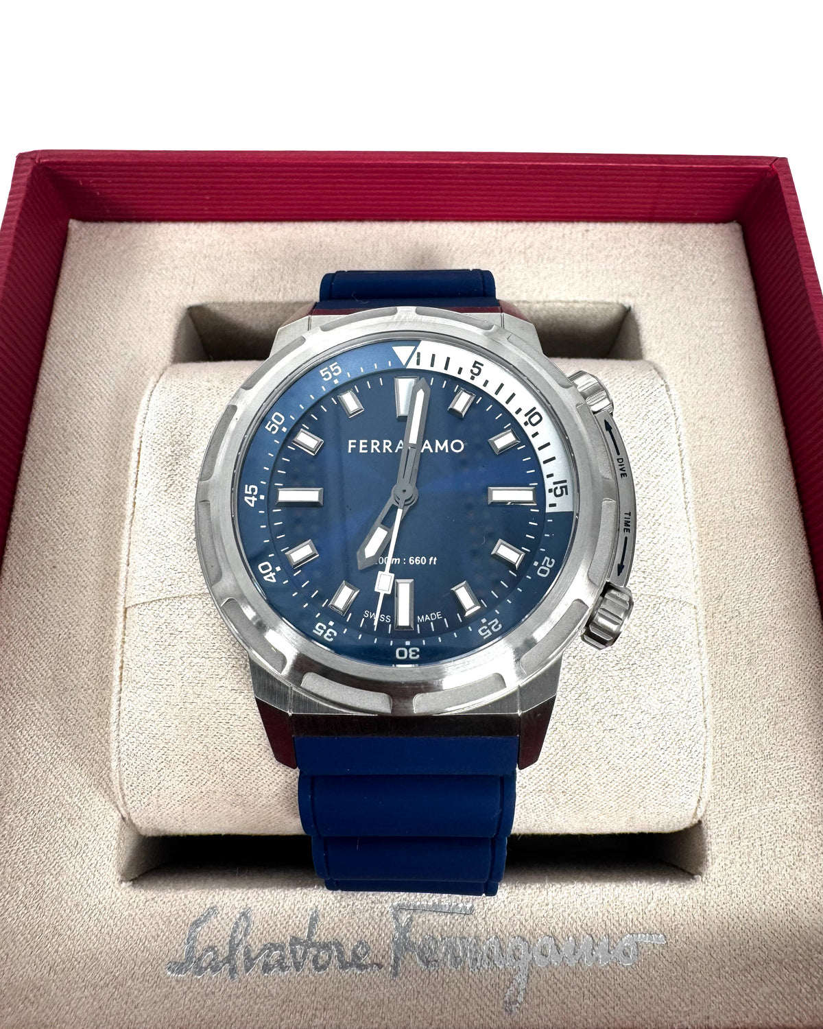Ferragamo Accesorio Gen Z 46 Mm Qtz Silicone Blue · Premium Avenue