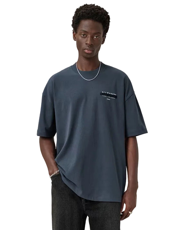 ALL SAINTS - REDACT SS CREW WAVED BLUE