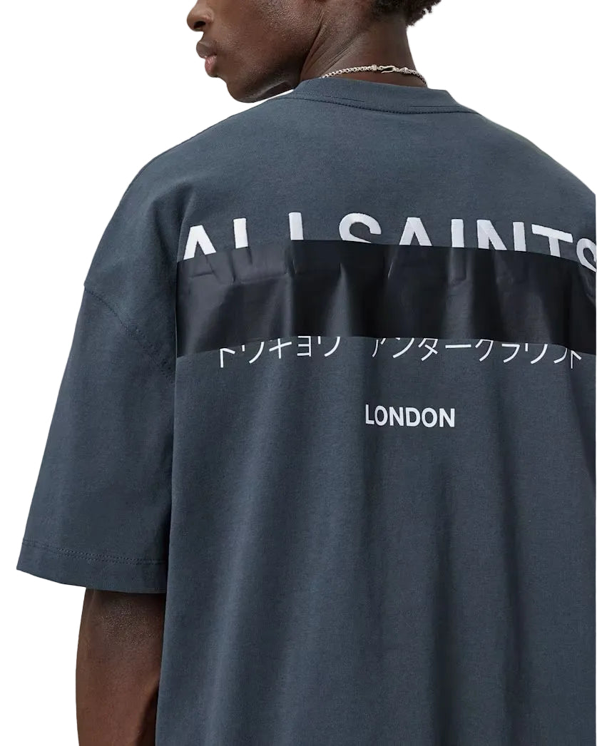 ALL SAINTS - REDACT SS CREW WAVED BLUE
