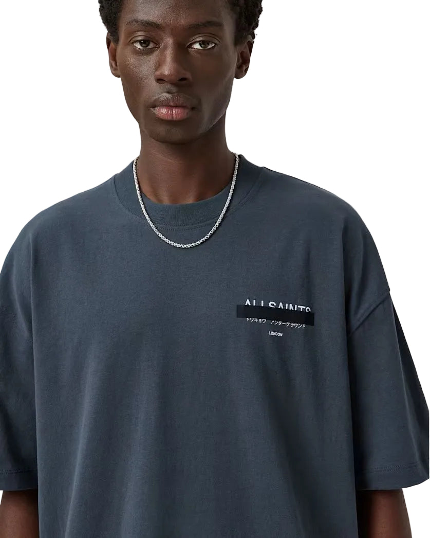 ALL SAINTS - REDACT SS CREW WAVED BLUE
