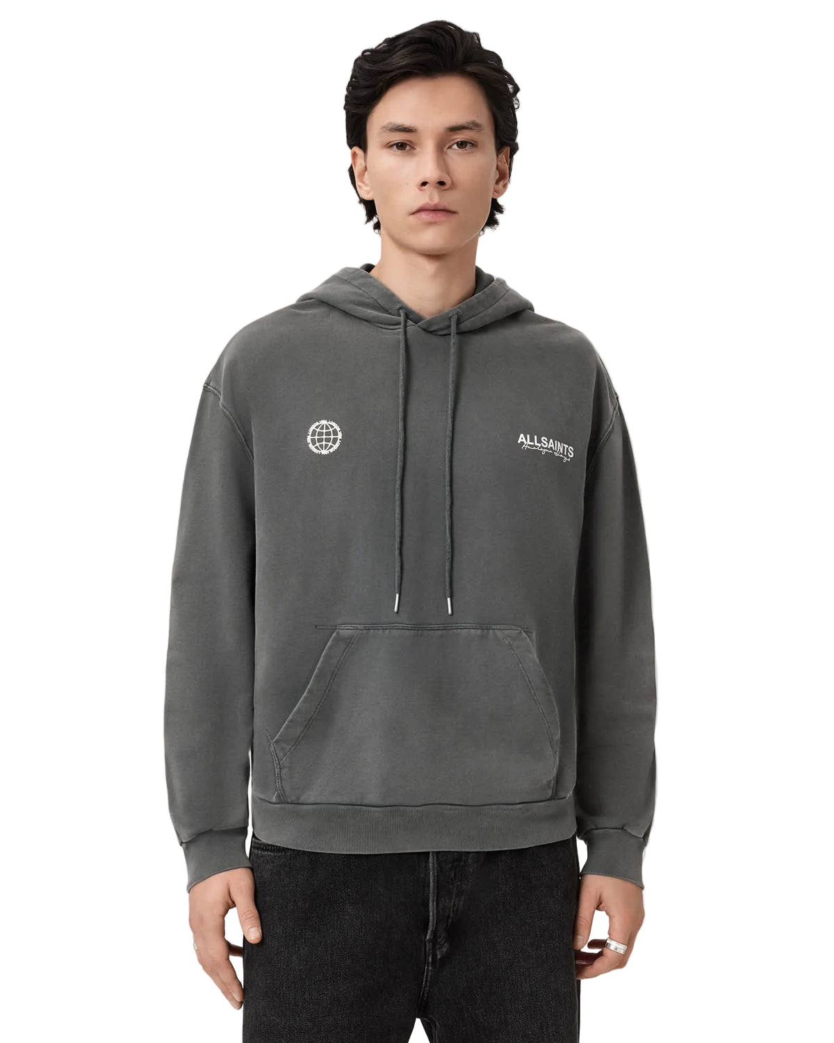 AllSaints Emblem Oversized Hoody Washed Black · Premium Avenue