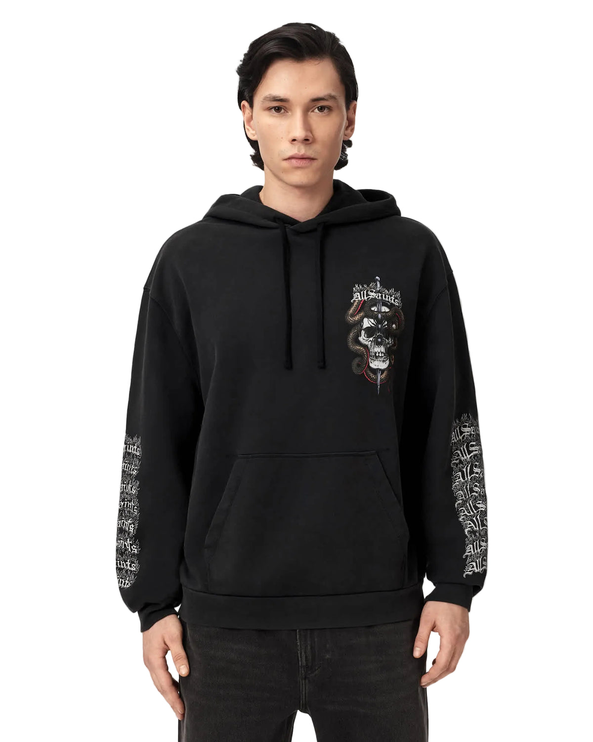 AllSaints Araknid Hoodie Washed Black · detalle · Premium Avenue