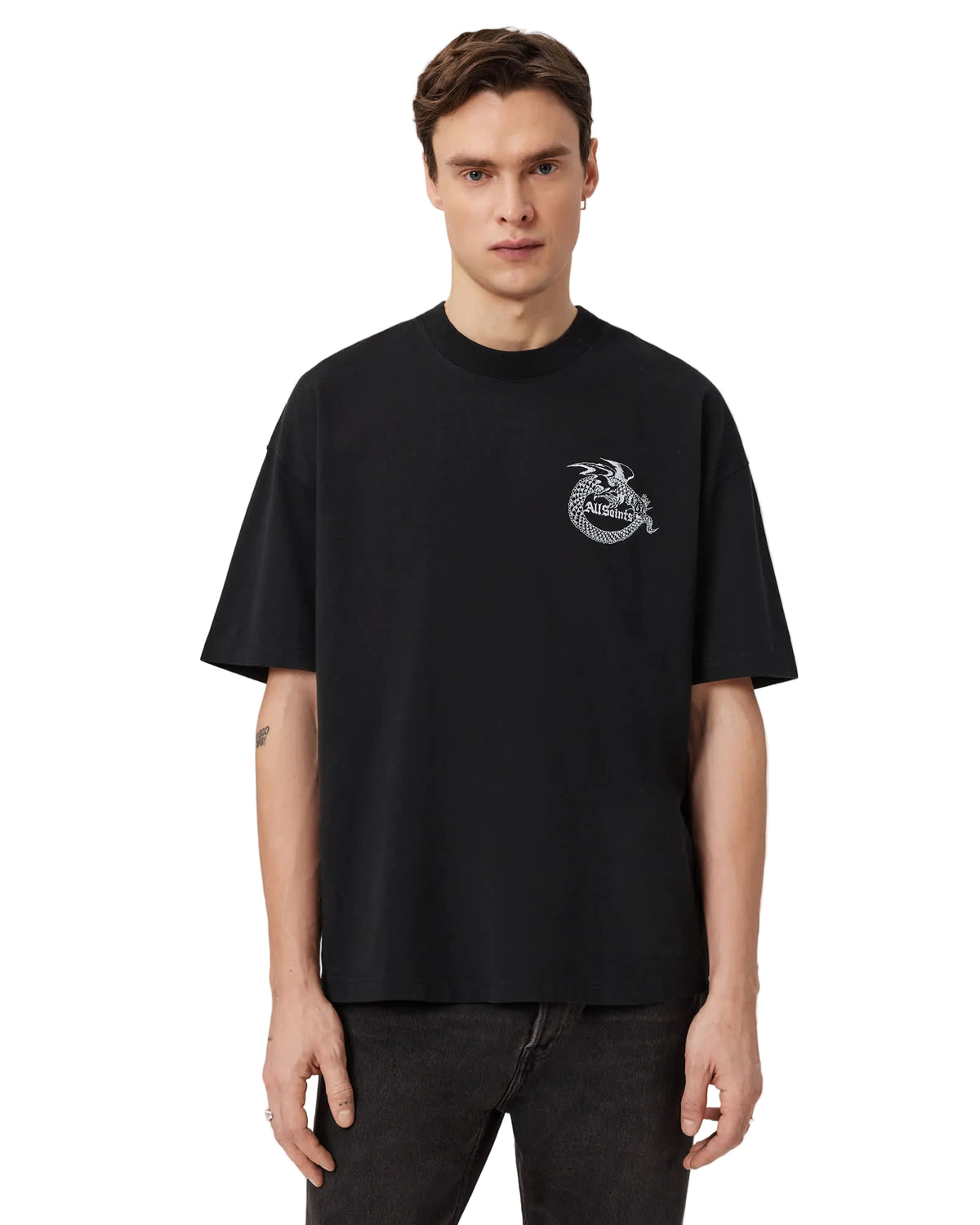 AllSaints Terra Oversized Graphic Tee Jet Black · Premium Avenue