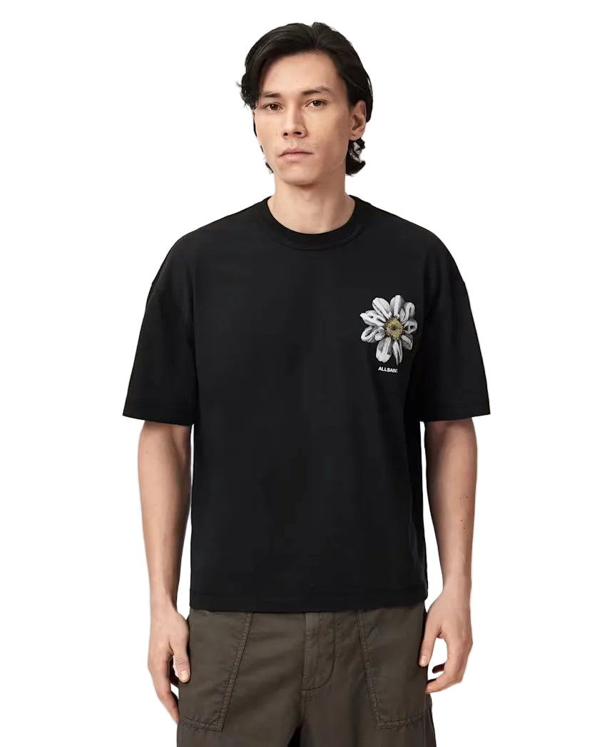 ALL SAINTS - PETALS SS CREW WASHED BLACK