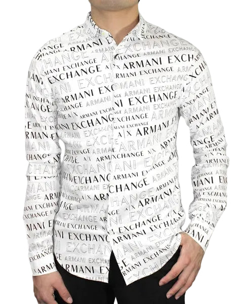 ARMANI EXCHANGE - WHITE FULL LOGO SHIRT SLEEVE WHITE