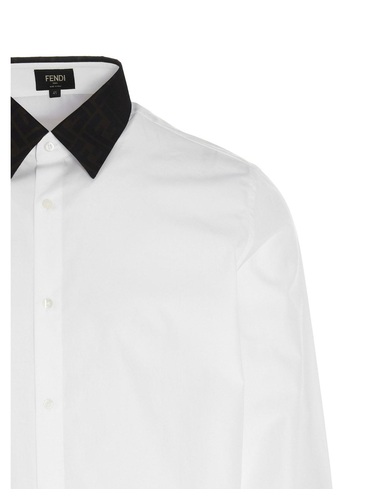 FENDI - M. SHIRT/WOVEN FABRIC BIANCO/ANTRACITE
