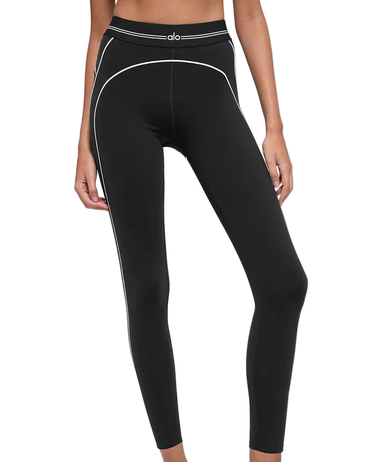 ALO - AIRBRUSH HIGH-WAIST 7/8 HEART THROB LEGGING BLACK/WHITE