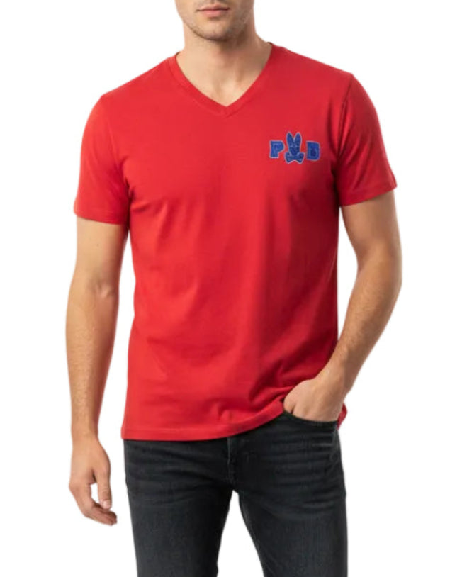 Psycho Bunny Ropa Huntley V Neck Graphic Tee Red · Premium Avenue