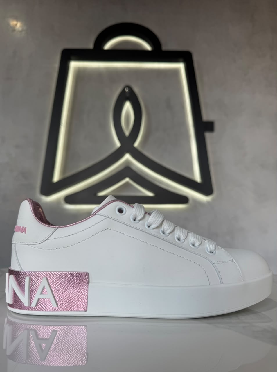 DOLCE & GABBANA - SNEAKER BASSA WHITE/PINK