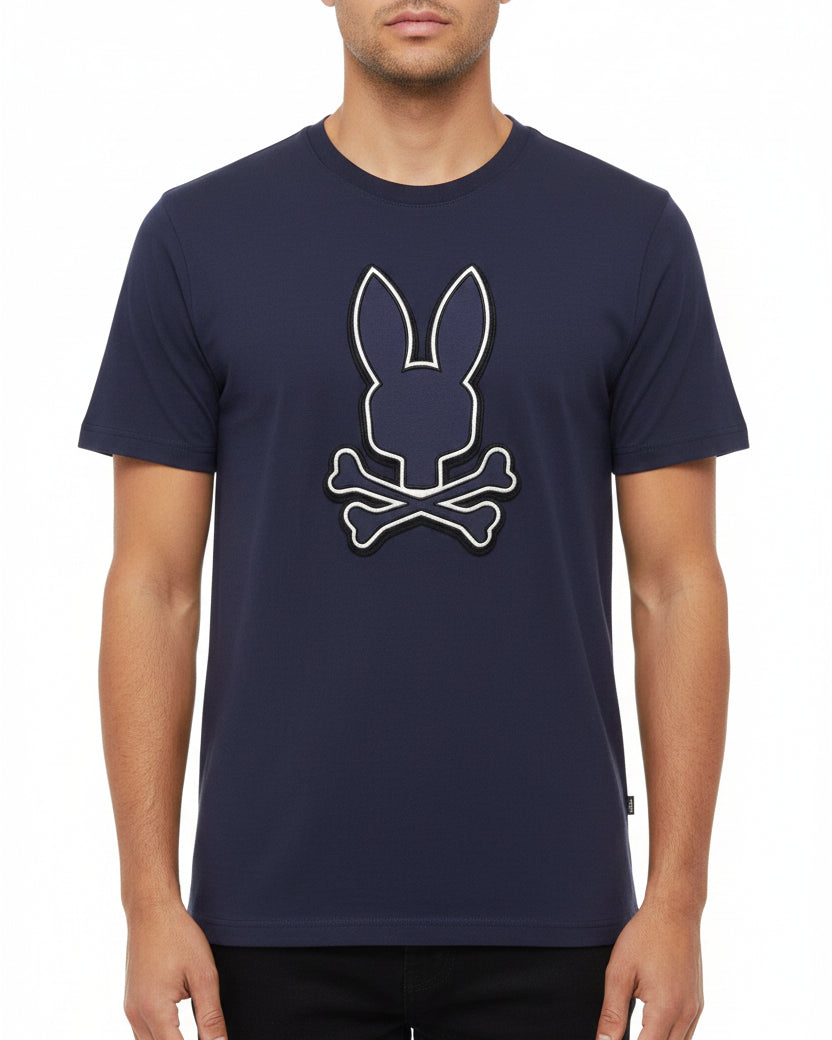 Psycho Bunny Alexander Lurex Embroidered Tee Evening Blue · Premium Avenue