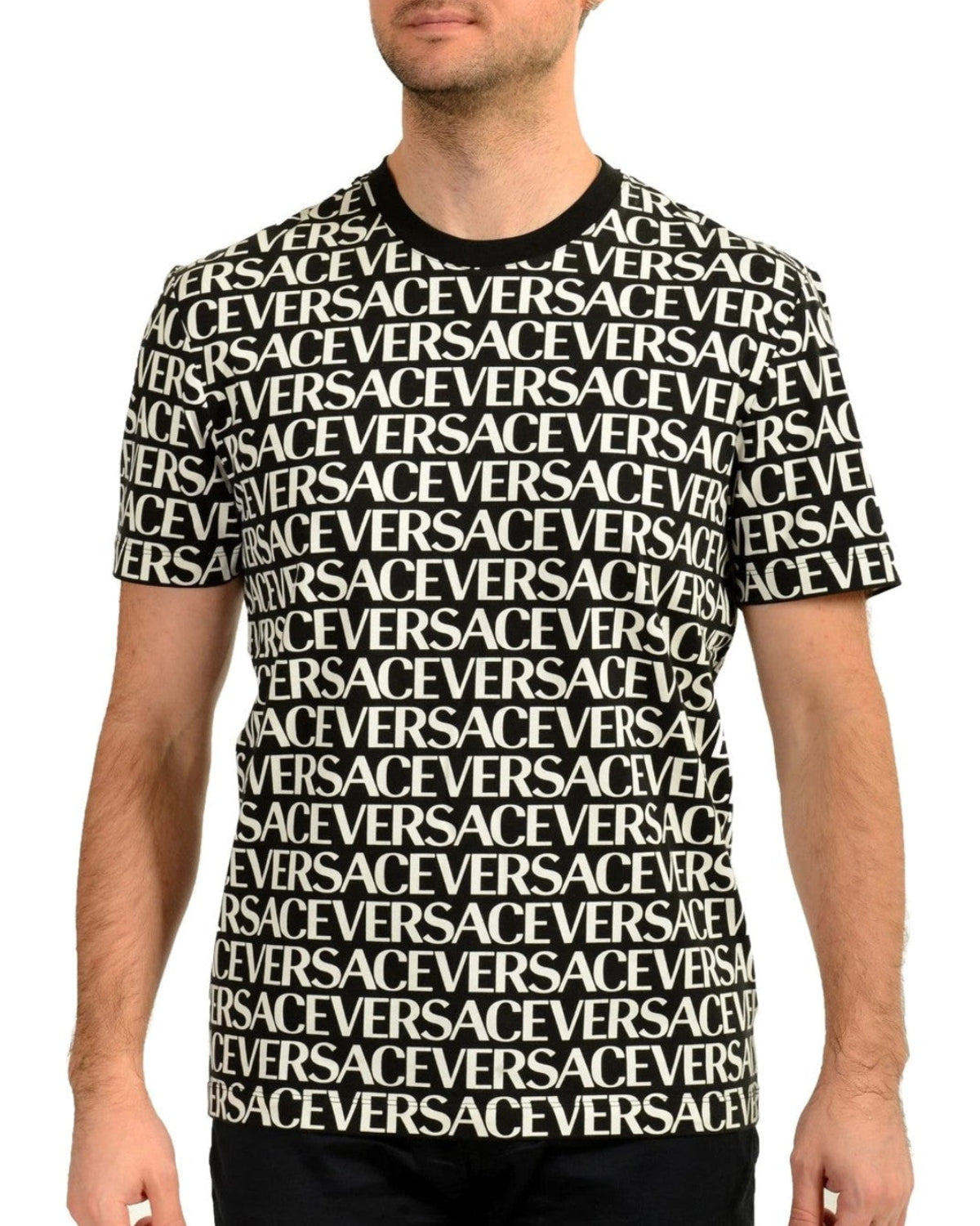 Versace All Over Logo T-Shirt Black/White · Premium Avenue