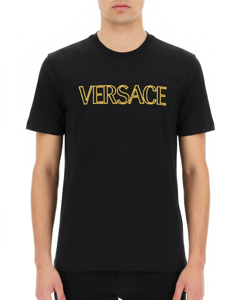 Versace Black Embroidered Two Tone T-Shirt · Premium Avenue