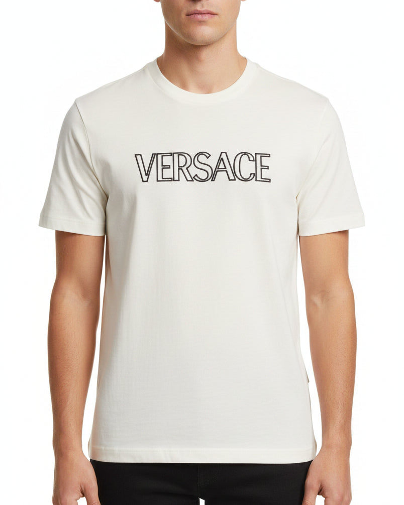 Versace White Embroidered Two Tone T-Shirt · Premium Avenue