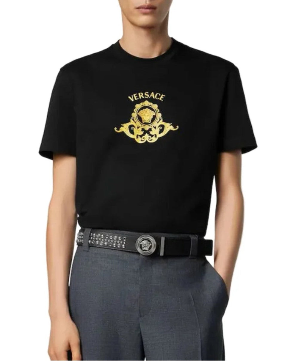 Versace T-Shirt Compact Cotton Black · Premium Avenue