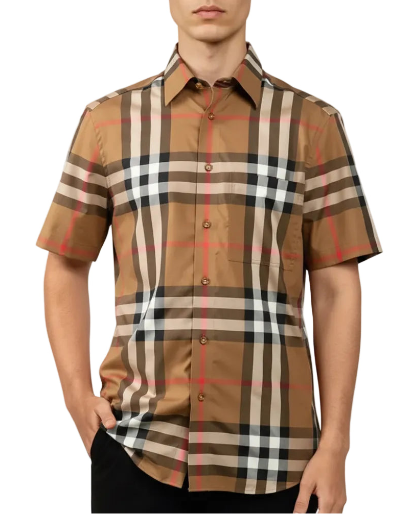 Burberry Ropa Claverdon Ss Chk Toupe Brown · Premium Avenue