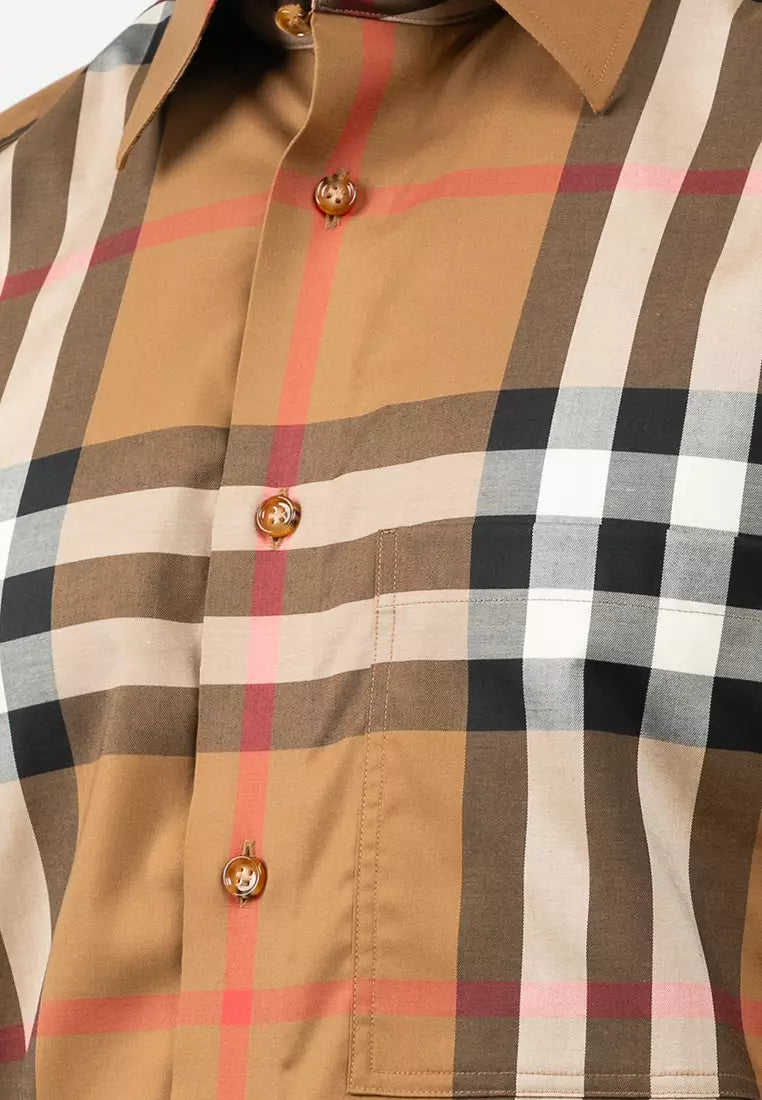 Burberry Ropa Claverdon Ss Chk Toupe Brown · Premium Avenue