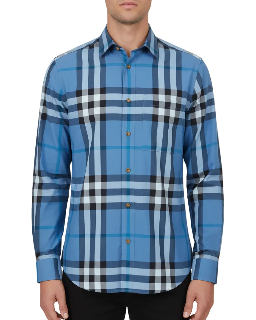BURBERRY - CLAVERDON LS CHECK HSC BLUE JADE