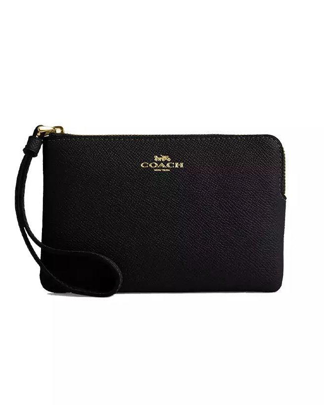 COACH - CORNER ZIP IN CROSSGRAIN LEATHER BLACK